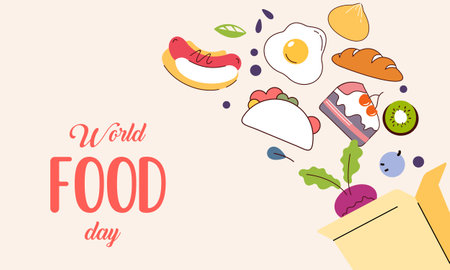 Hand drawn world food day illustration vectorのイラスト素材