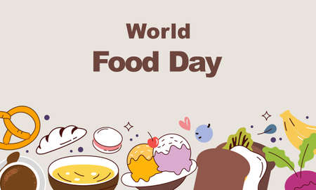 Hand drawn world food day illustration vectorのイラスト素材