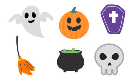 Flat halloween element collection background vectorのイラスト素材