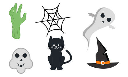 Flat halloween element collection background vectorのイラスト素材