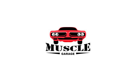 Muscle logo. Service car repair, car restoration and car club design elements.のイラスト素材