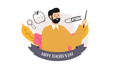 Happy teacher's day poster background concept vector illustrationのイラスト素材