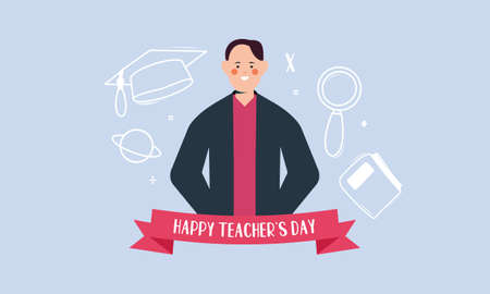 Happy teacher's day poster background concept vector illustrationのイラスト素材