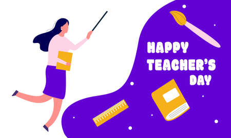 Happy teacher's day poster background concept vector illustrationのイラスト素材