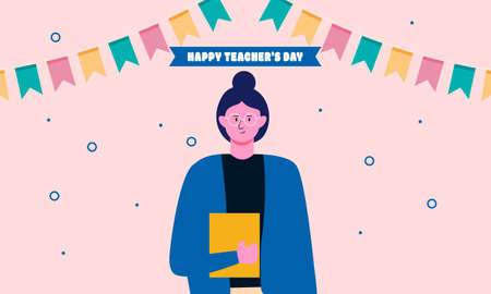 Happy teacher's day poster background concept vector illustrationのイラスト素材