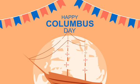 Hand drawn flat columbus day backgroundのイラスト素材
