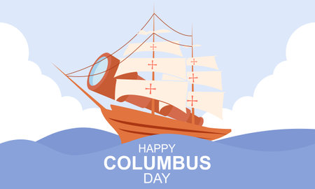 Hand drawn flat columbus day backgroundのイラスト素材