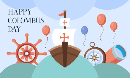 Hand drawn flat columbus day backgroundのイラスト素材