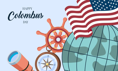 Hand drawn flat columbus day backgroundのイラスト素材