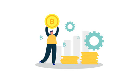 Blockchain cryptocurrency business concept illustrationのイラスト素材