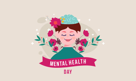 Flat design world mental health day background vectorのイラスト素材