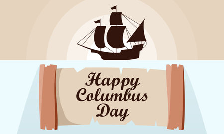 Hand drawn flat columbus day backgroundのイラスト素材