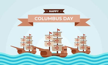 Hand drawn flat columbus day backgroundのイラスト素材