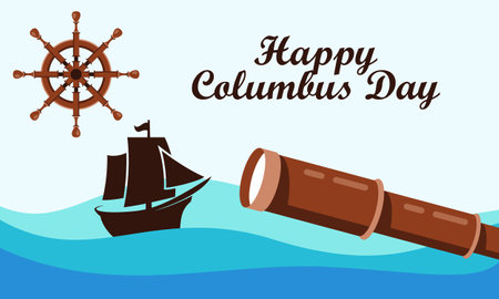 Hand drawn flat columbus day backgroundのイラスト素材