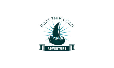 Adventure boat, sailboat and boat trip logo design vector templateのイラスト素材
