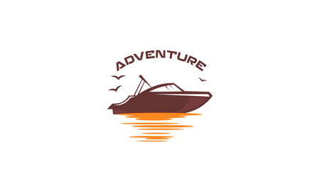 Adventure boat, sailboat and boat trip logo design vector templateのイラスト素材