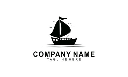Adventure boat, sailboat and boat trip logo design vector templateのイラスト素材