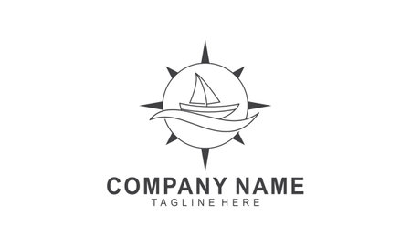 Adventure boat, sailboat and boat trip logo design vector templateのイラスト素材