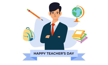 Happy teacher's day poster background concept vector illustrationのイラスト素材