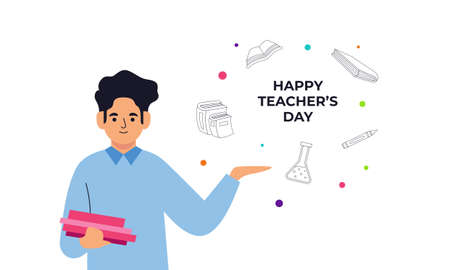 Happy teacher's day poster background concept vector illustrationのイラスト素材