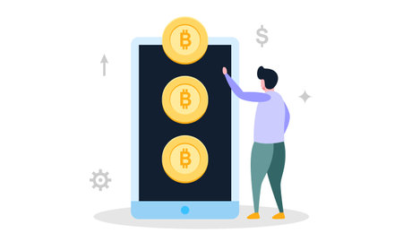 Blockchain cryptocurrency business concept illustrationのイラスト素材