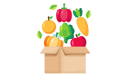 Cartoon of donation food box isolated on white backgroundのイラスト素材