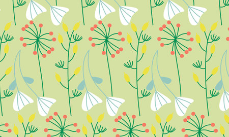 Cute nature flowers and leaves vector. Small colorful flowers