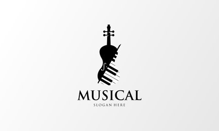 Violin, piano key, musical instrument logo designのイラスト素材