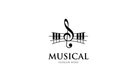 Violin, piano key, musical instrument logo designのイラスト素材