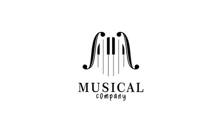 Violin, piano key, musical instrument logo designのイラスト素材