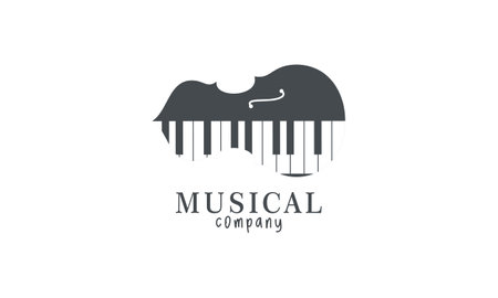 Violin, piano key, musical instrument logo designのイラスト素材