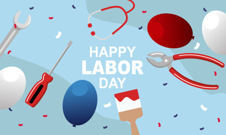 Hand drawn labor day background vector illustrationのイラスト素材