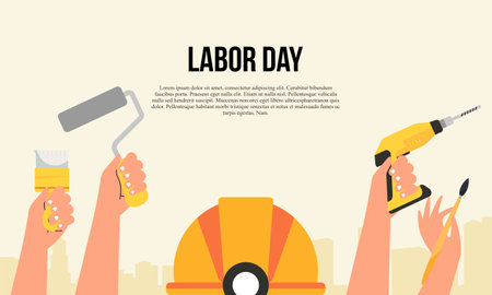 Hand drawn labor day background vector illustrationのイラスト素材