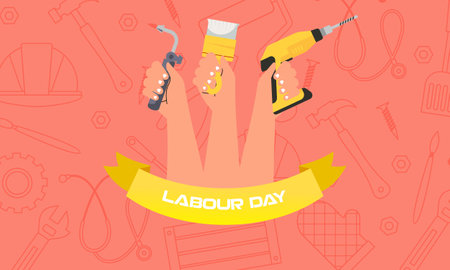 Hand drawn labor day background vector illustrationのイラスト素材