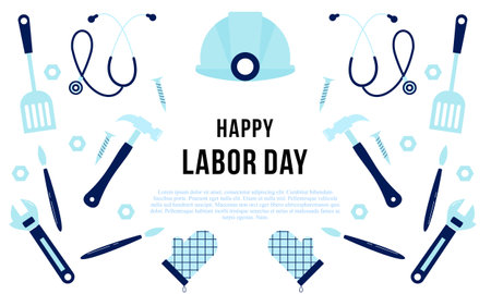 Hand drawn labor day background vector illustrationのイラスト素材