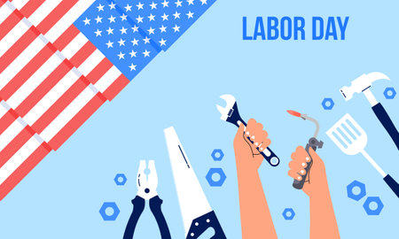 Hand drawn labor day background vector illustrationのイラスト素材