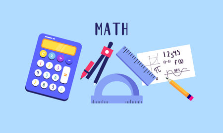 Cartoon maths elements background, educationのイラスト素材