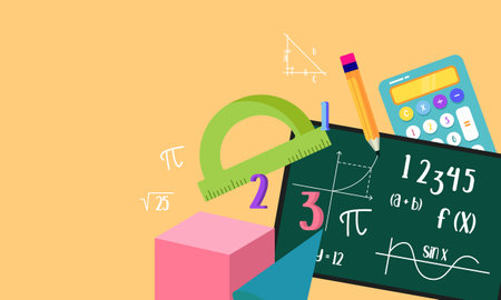 Cartoon math elements background, education