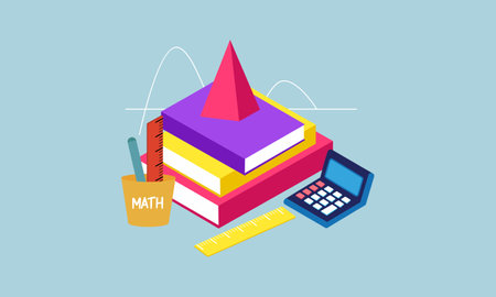 Cartoon maths elements background, educationのイラスト素材
