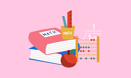 Cartoon maths elements background, education
