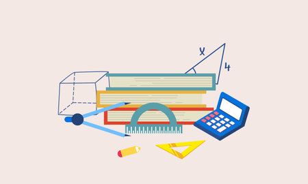 Cartoon maths elements background, education