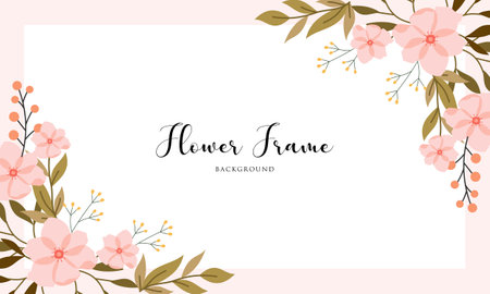 Wedding invitation template with floral frame backgroundのイラスト素材