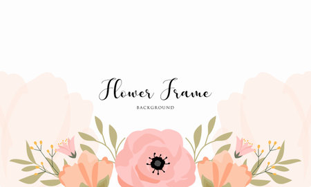 Wedding invitation template with floral frame backgroundのイラスト素材
