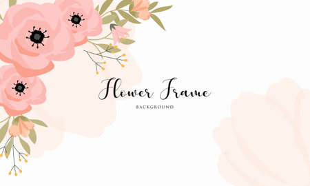 Wedding invitation template with floral frame backgroundのイラスト素材