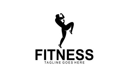 Workout logo. Fitness, Aerobic and workout exercise in gym.のイラスト素材