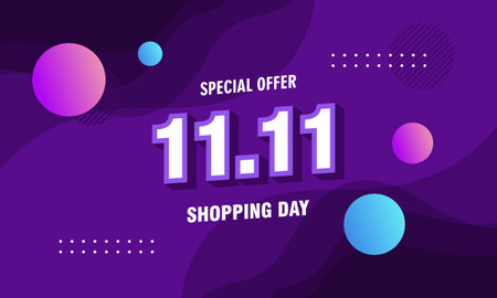 11.11 Shopping day sale. Global shopping world day Sale on colorful backgroundのイラスト素材