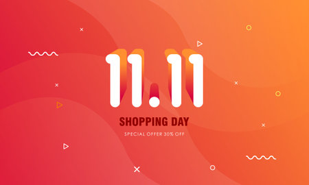 11.11 Shopping day sale. Global shopping world day Sale on colorful backgroundのイラスト素材