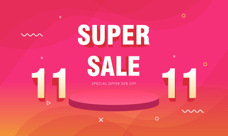 11.11 Shopping day sale. Global shopping world day Sale on colorful backgroundのイラスト素材