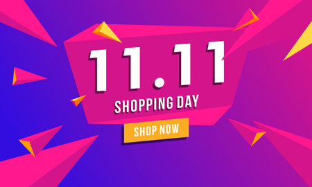 11.11 Shopping day sale. Global shopping world day Sale on colorful backgroundのイラスト素材