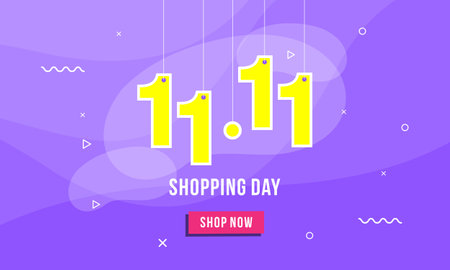 11.11 Shopping day sale. Global shopping world day Sale on colorful backgroundのイラスト素材